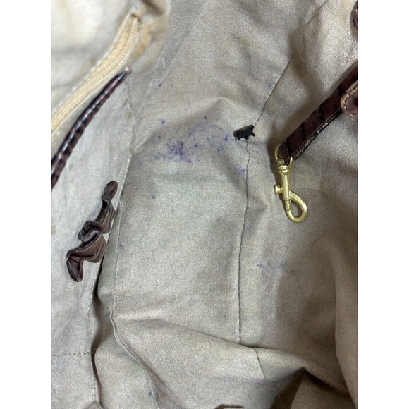 Brahmin Jacqueline Satchel Pecan Croc Embossed Leather Handbag Suede Lined - Picture 3 of 10